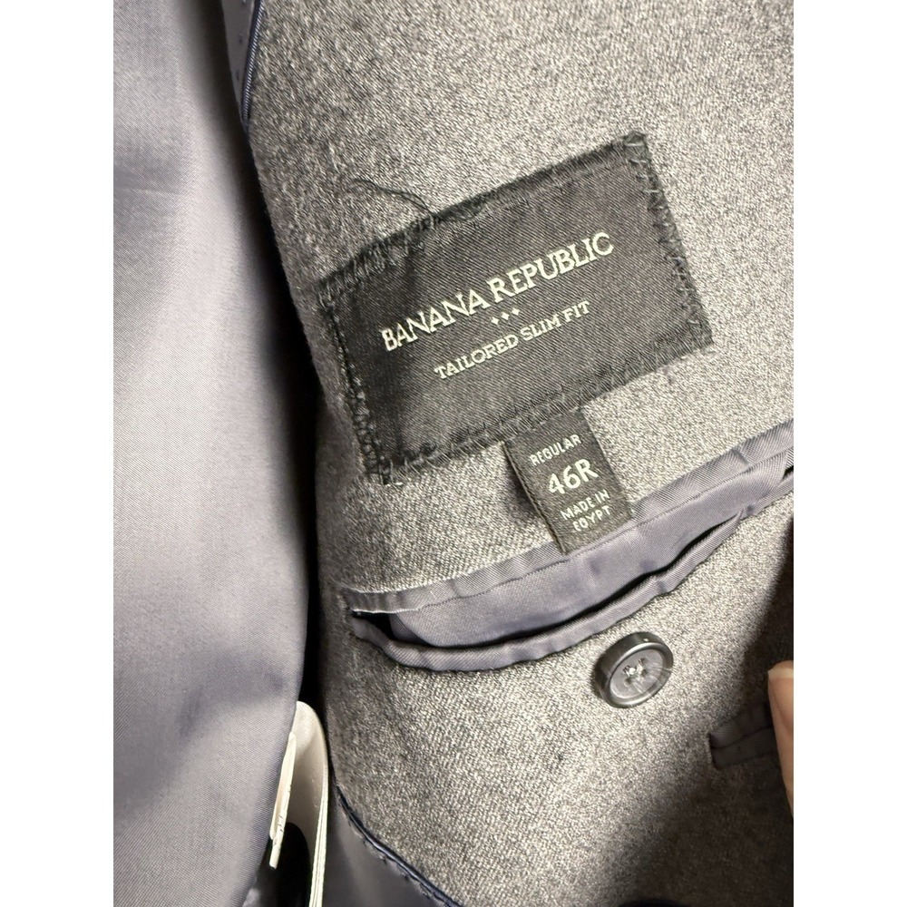 Banana Republic Tailored Slim Wool Sport Coat Jacket Blazer 2 Button Gray 46R - Picture 5 of 6